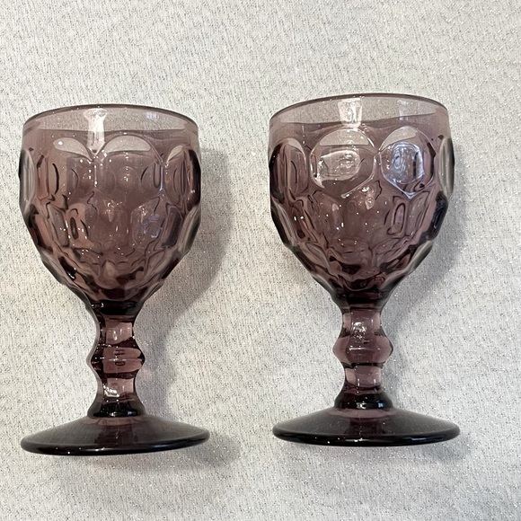 Thumbprint Provincial Purple Amethyst Stemmed Wine Vintage Imperial Glass 4 oz - Picture 6 of 9